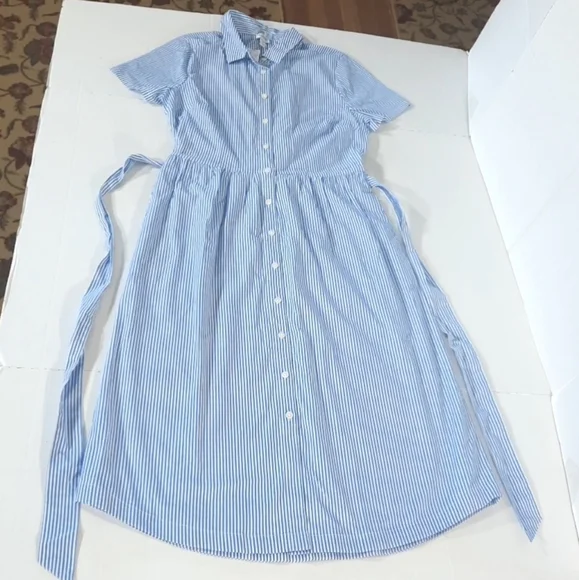 J Crew Striped Short Sleeve Midi Shirtdress - Picture 3 of 6